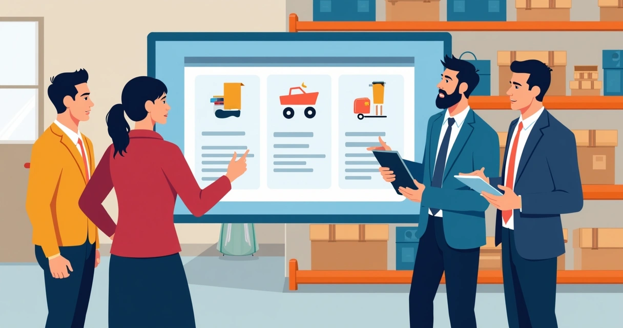 Clientes atacadistas consultando catálogo digital e fechando pedido com vendedor