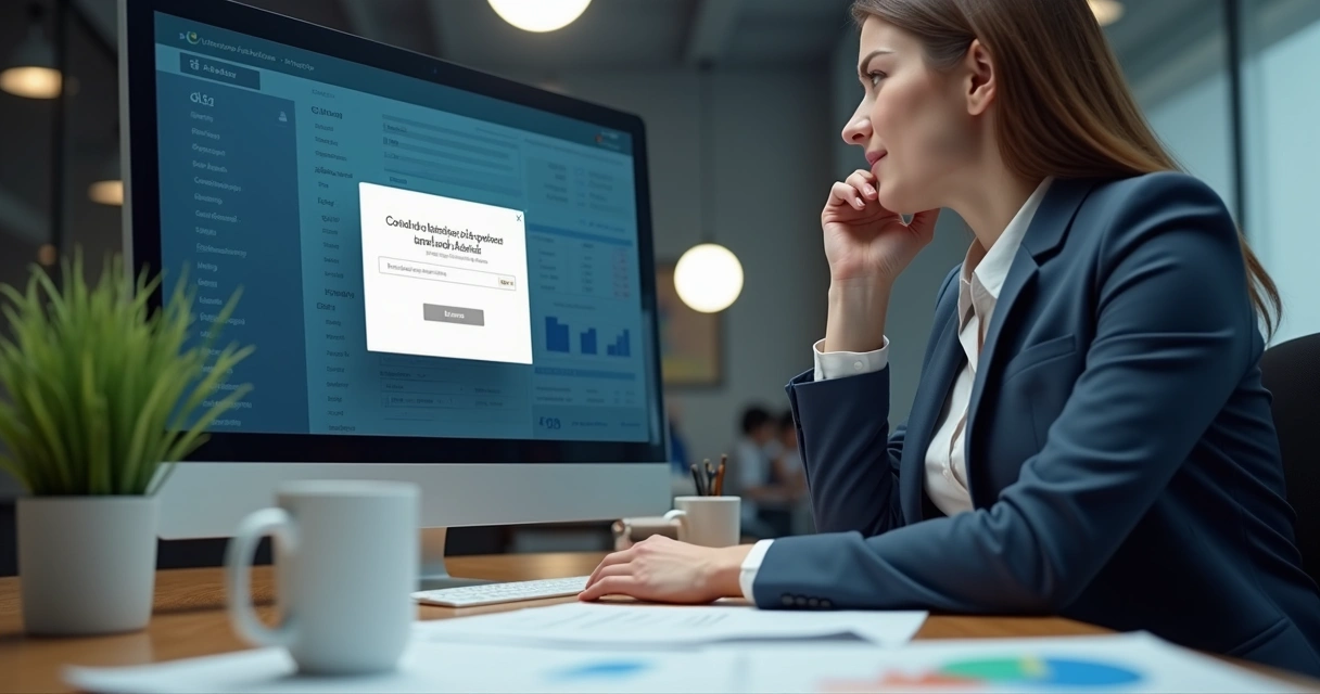 Profissional em escritório respondendo feedback por notificação push