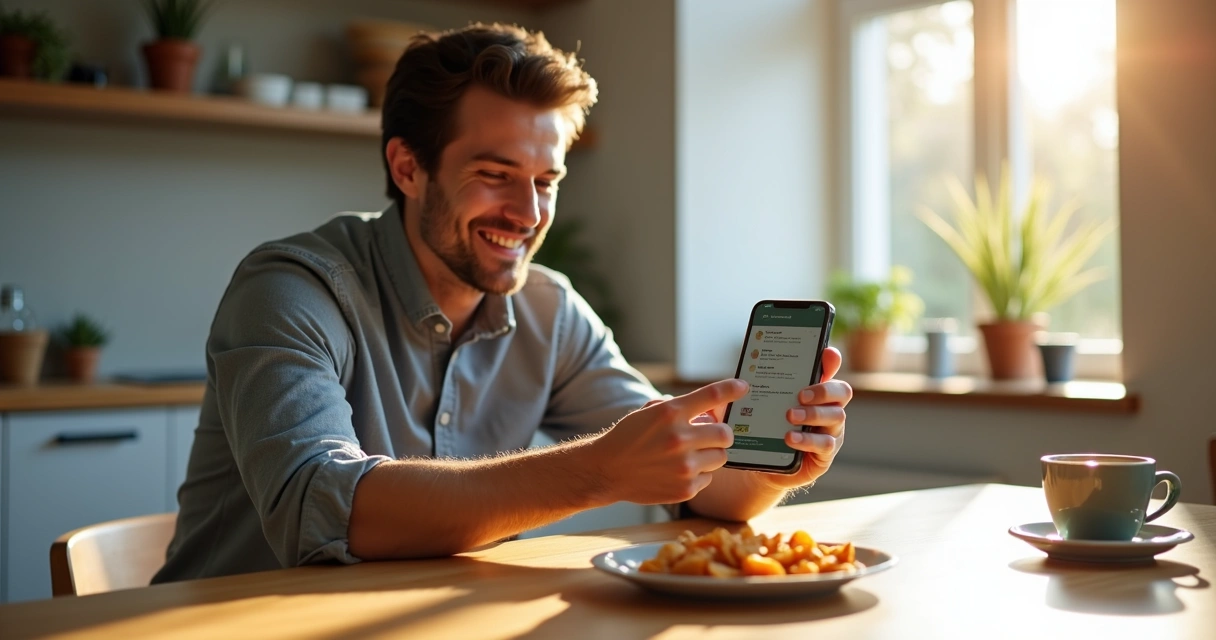 Cliente consultando cardápio digital no celular.