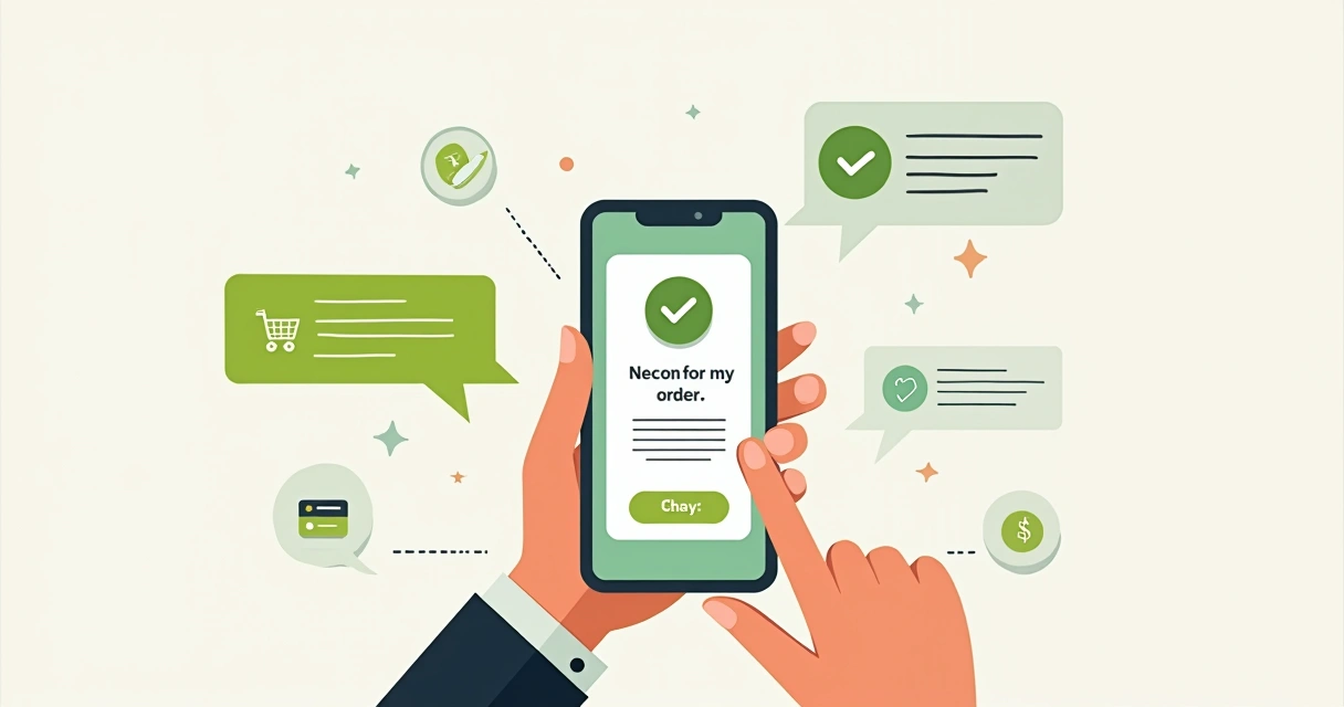 Cliente segurando celular com notificação de atendimento 