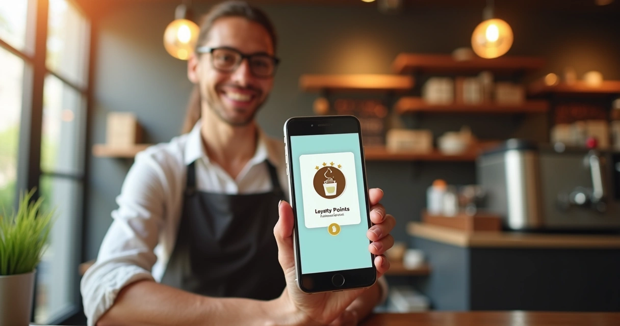 Cliente usando aplicativo para ganhar recompensa por compra 