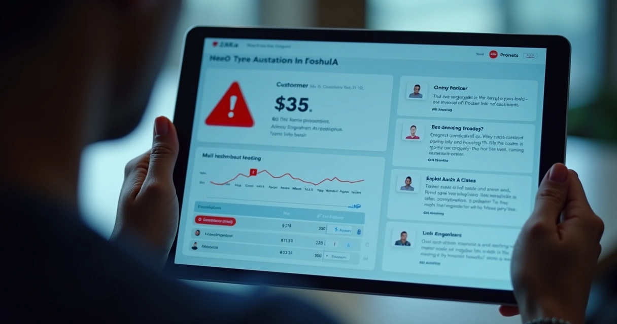 Tela de CRM com alerta para cliente em risco de cancelamento 