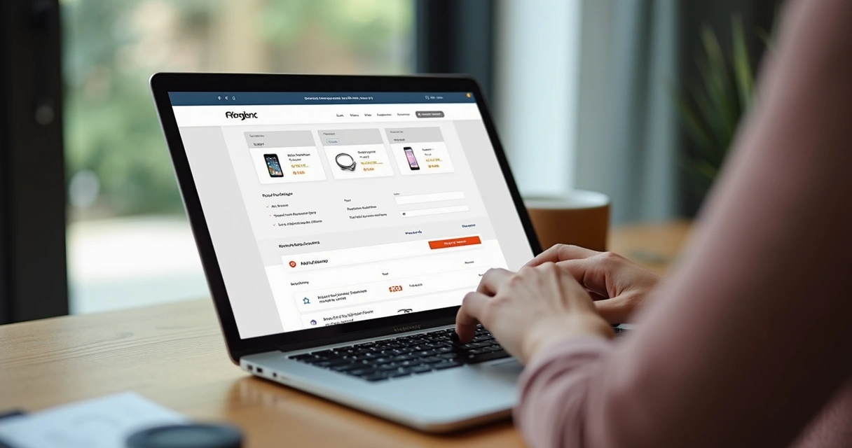 Pessoa finalizando compra em loja online com layout simples e otimizado 