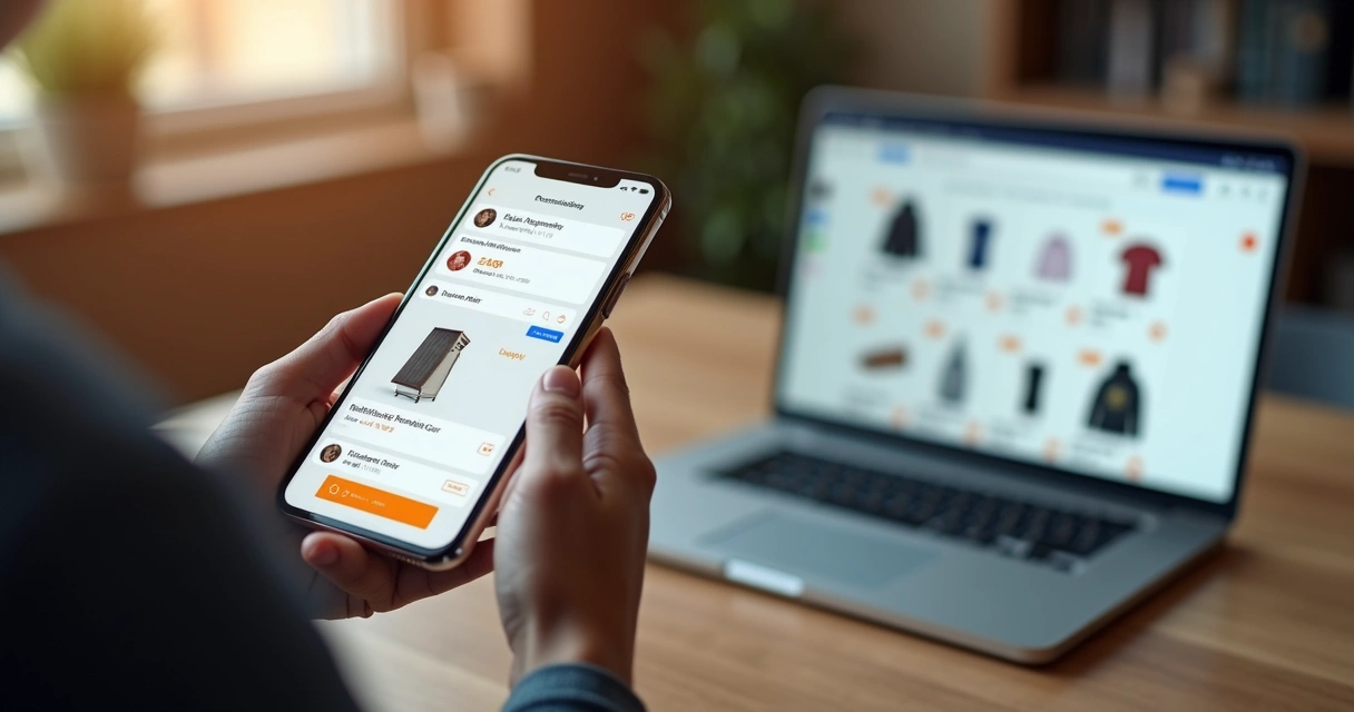 Cliente navegando em loja virtual no celular com ofertas personalizadas 