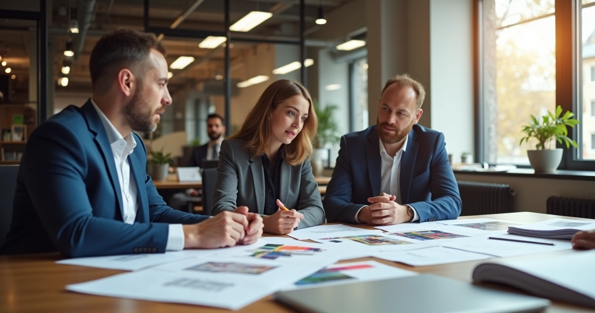 Reunião entre gráfica digital e cliente empresa 