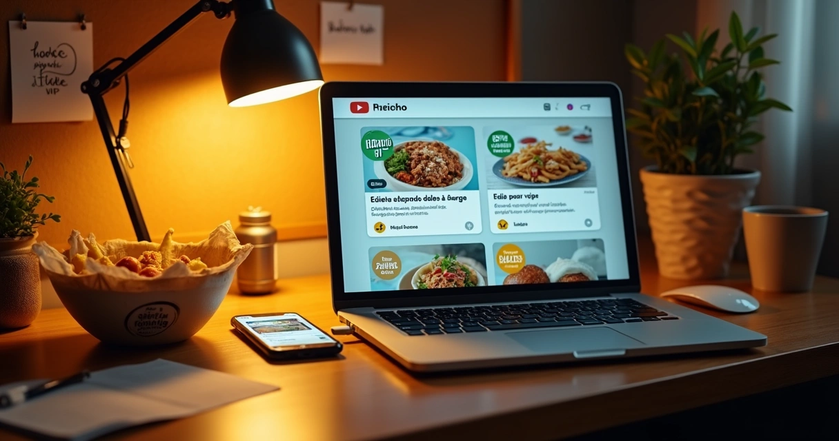 Cliente de delivery olhando ofertas personalizadas em aplicativo no notebook e no celular 