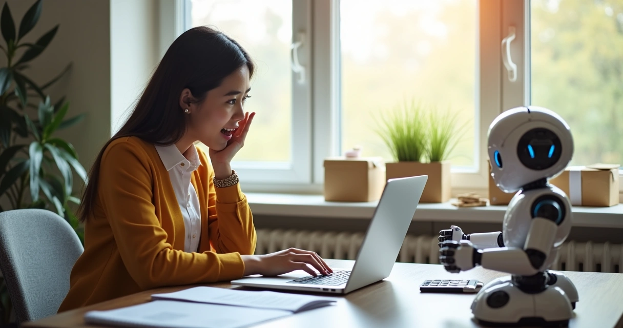 Cliente empolgado vendo chatbot funcionando em loja virtual 