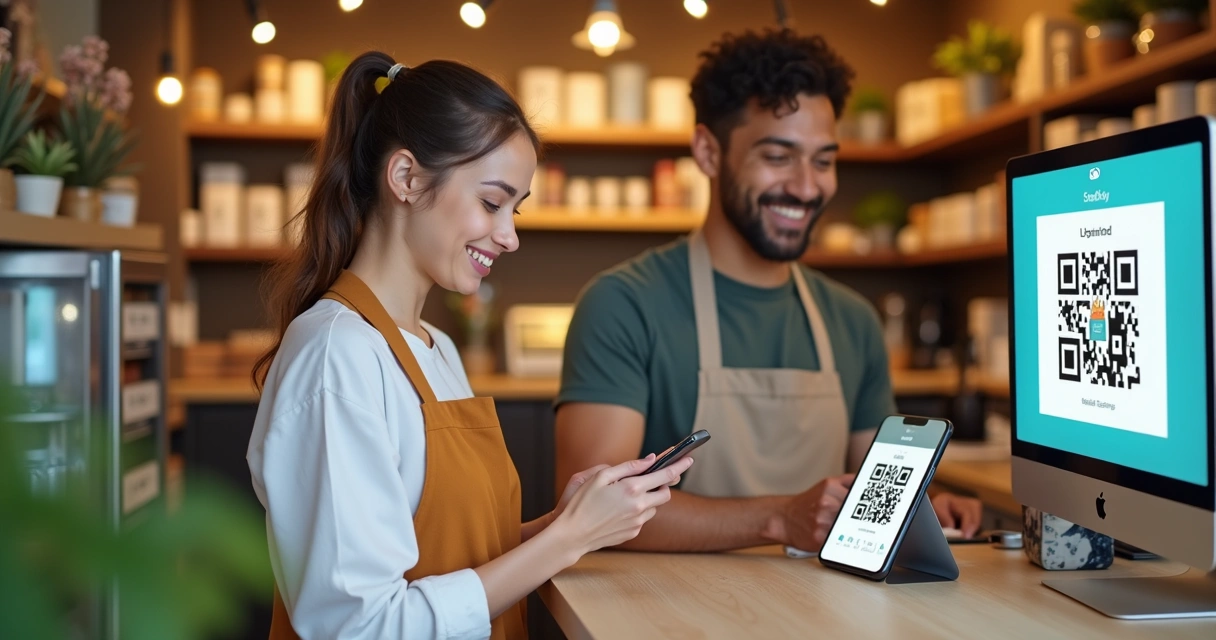 Cliente usando QR Code para ganhar pontos em loja