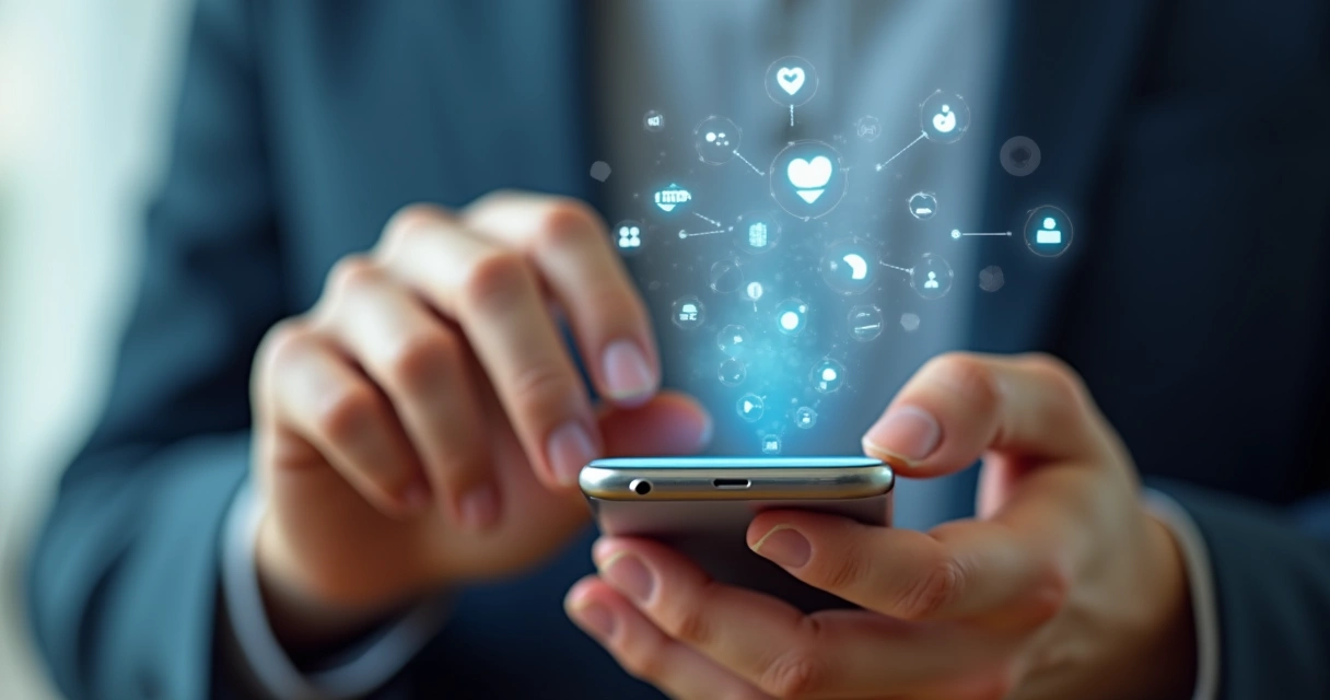 Usuário digitando feedback em aplicativo digital moderno