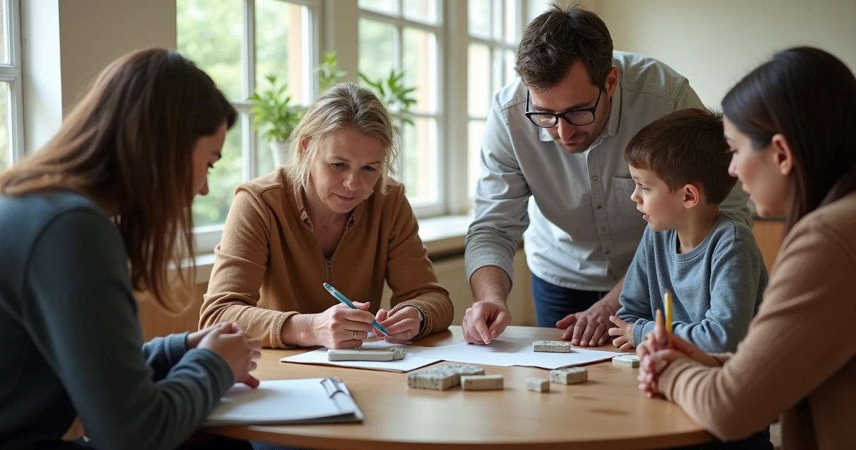 Empreendedor ouvindo feedback de pessoas sobre produto físico em mesa redonda 