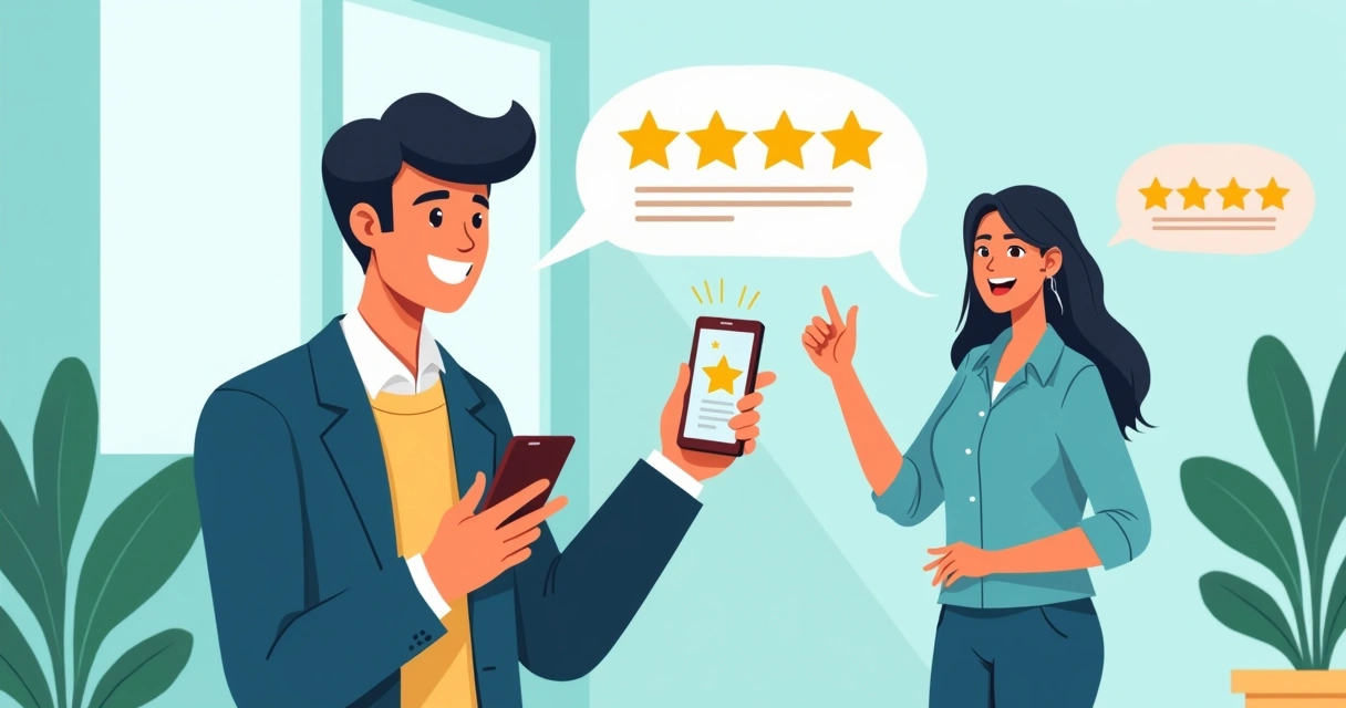 Cliente satisfeito mostrando avaliação positiva após atendimento humano 