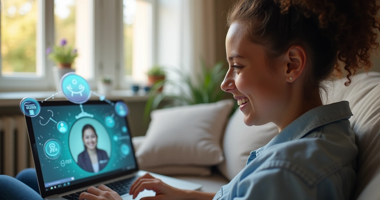 Cliente feliz recebendo atendimento em tempo real com IA