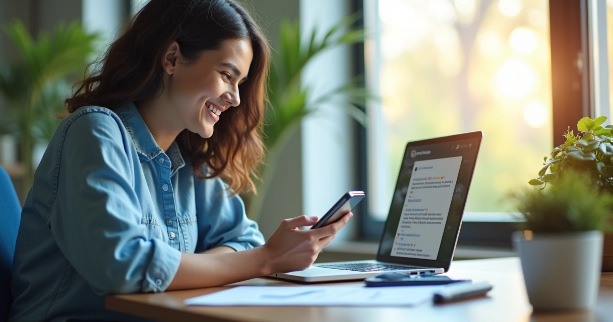 Cliente feliz recebendo resposta personalizada em rede social 