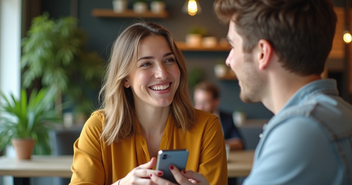 Cliente satisfeito recomendando serviço para outra pessoa 