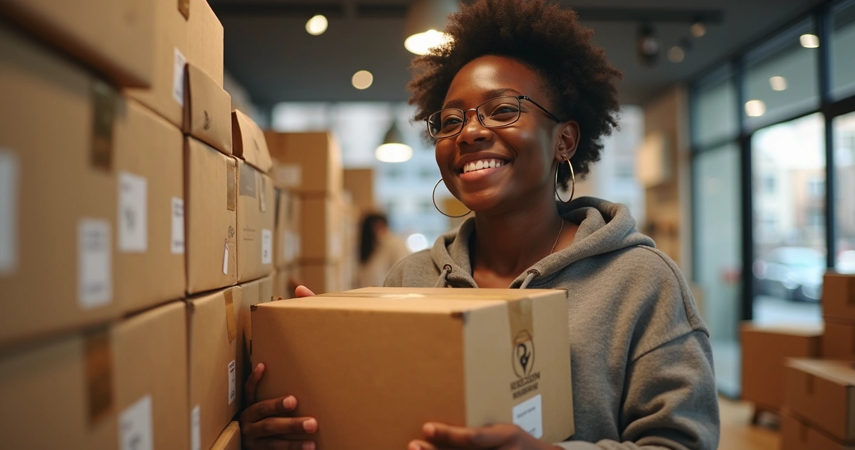 Cliente sorrindo ao receber produto recomendado