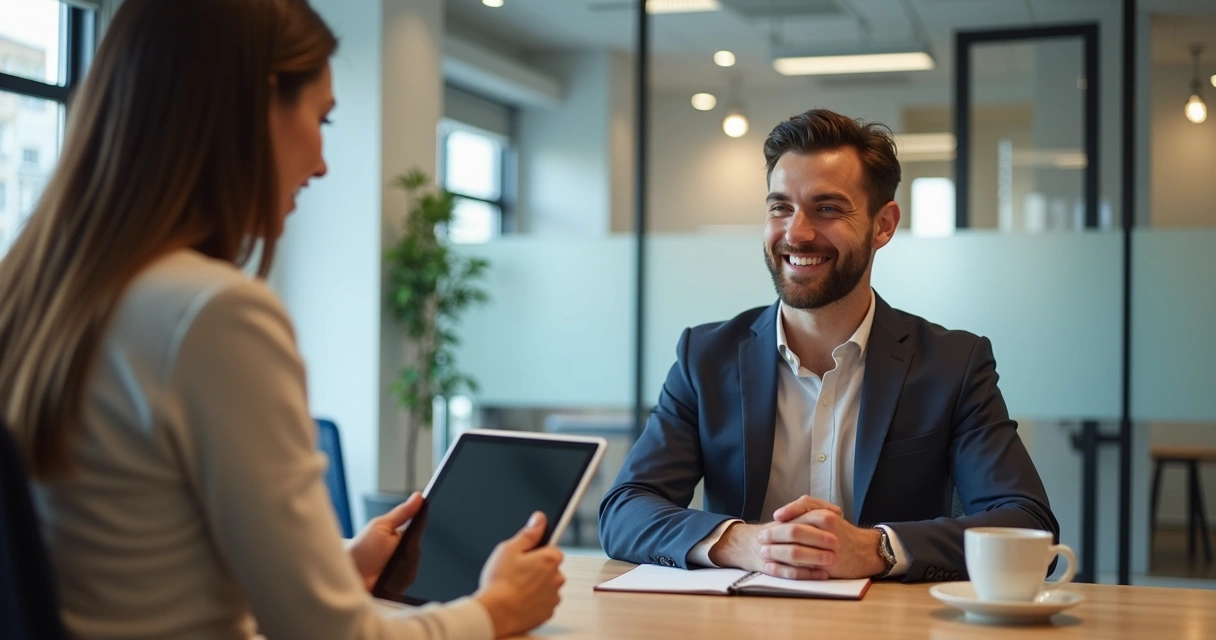 Cliente sorrindo ao receber atendimento personalizado 
