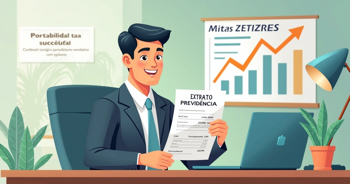 Homem analisando extrato de previdência feliz após portabilidade 