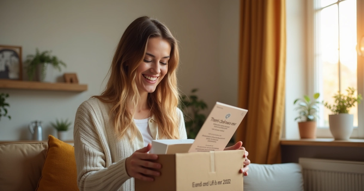 Cliente satisfeito recebendo produto de e-commerce 