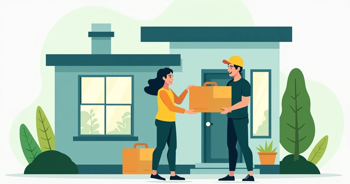 Cliente recebendo produto volumoso entregue em casa 