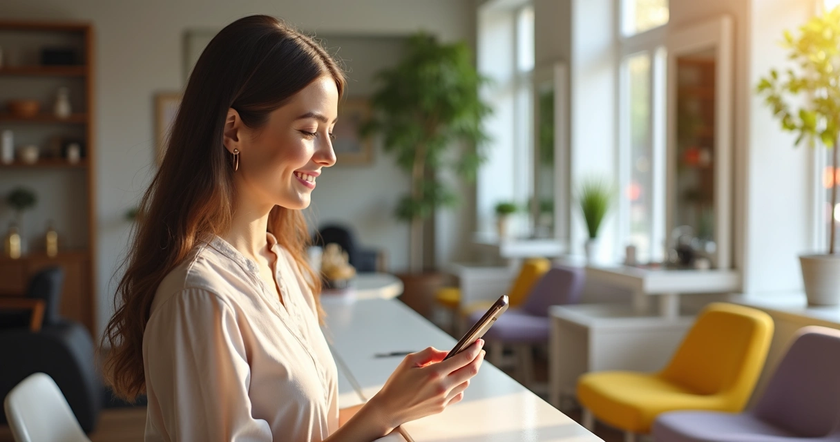 Cliente recebendo mensagem confirmando agendamento no salão