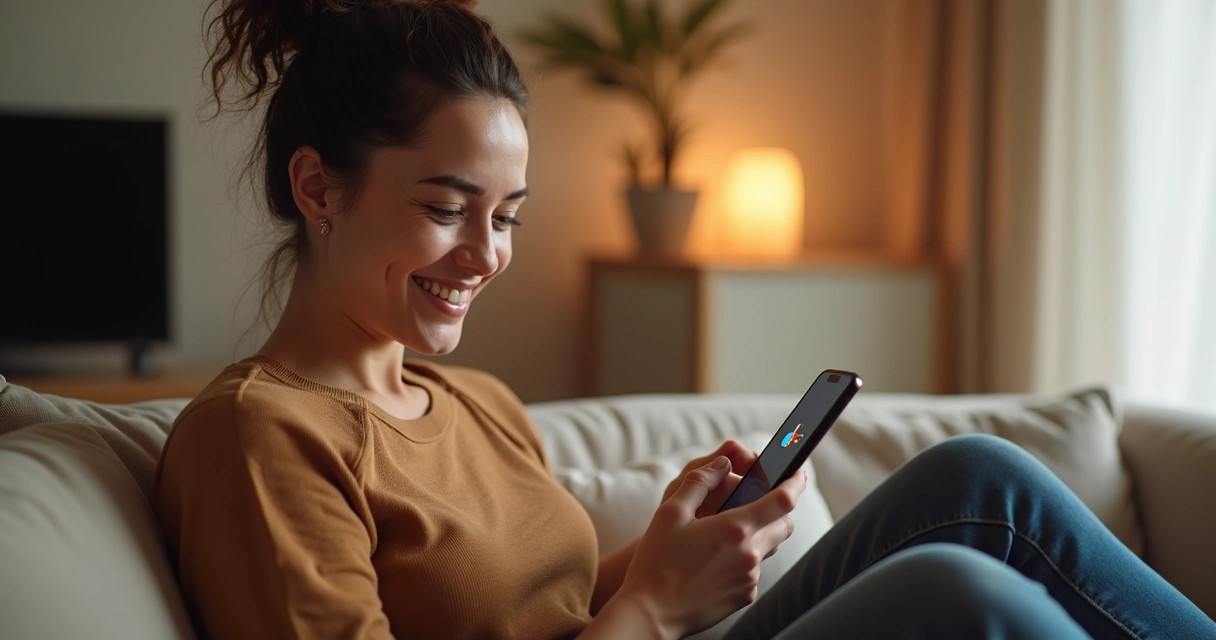 Cliente satisfeito utilizando aplicativo de feedback
