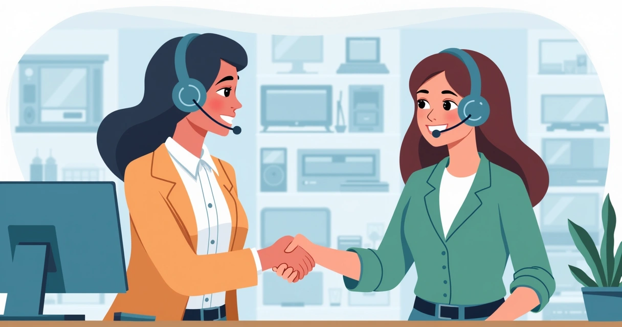 Cliente apertando a mão de funcionário em assistência técnica