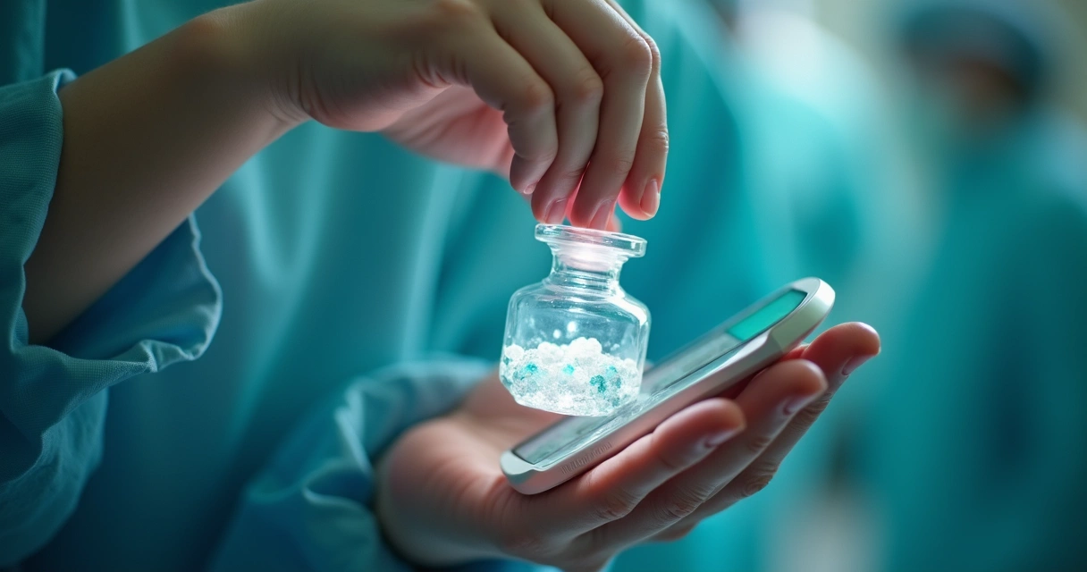 Cliente satisfeita em clínica de estética segura um celular