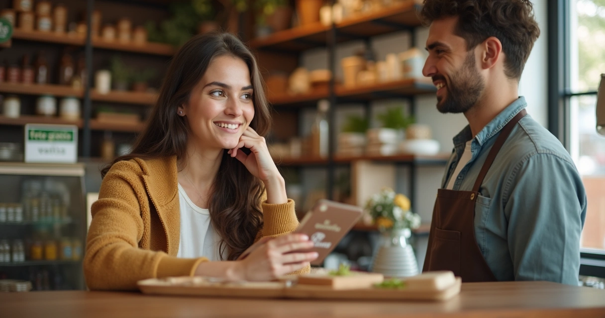 Cliente em dúvida no caixa decidindo pela compra