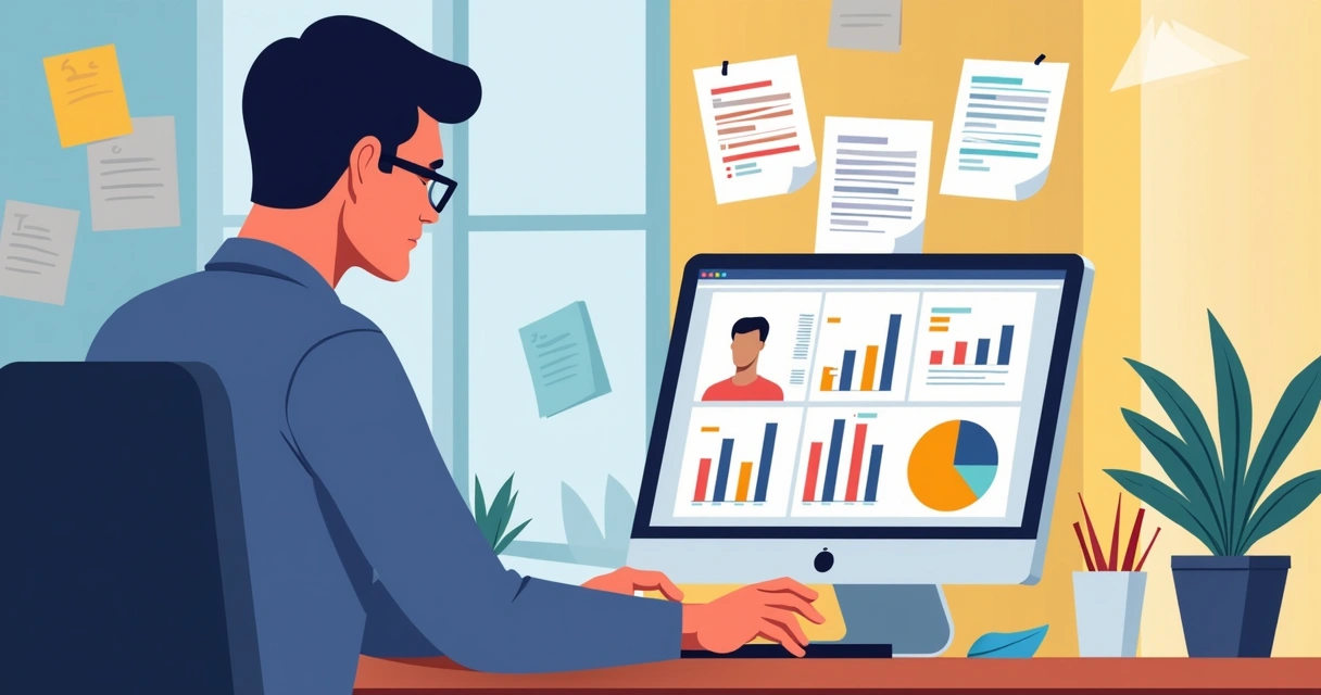 Profissional analisando dados de perfil de cliente ideal