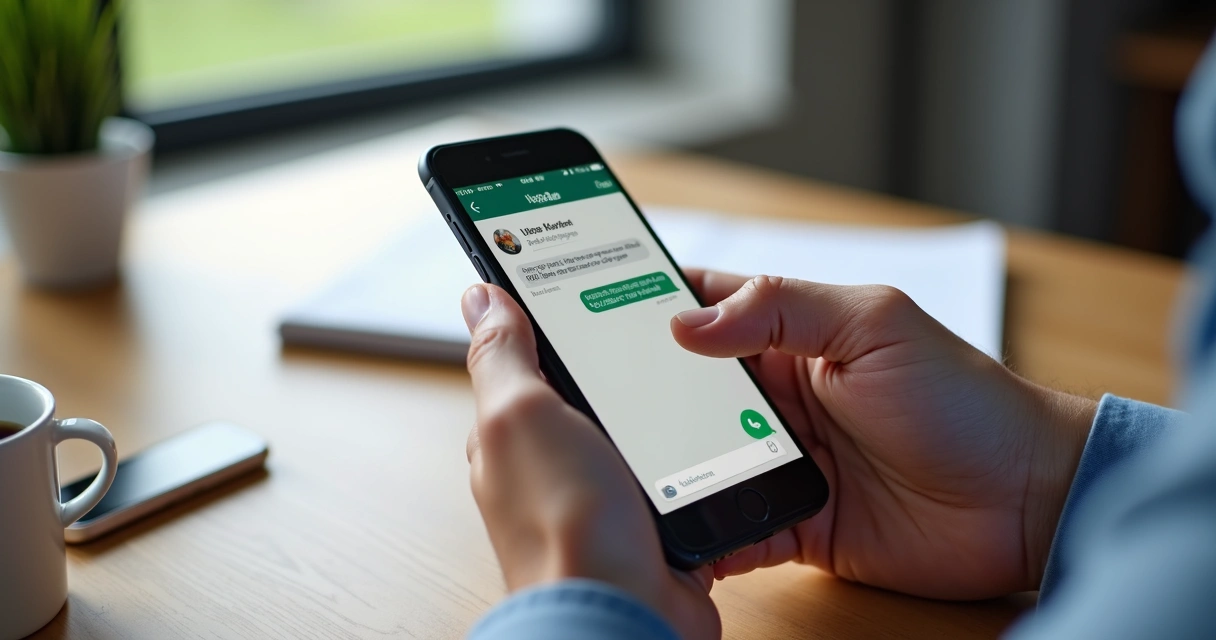 Pessoa digitando mensagem de retorno para cliente no WhatsApp 