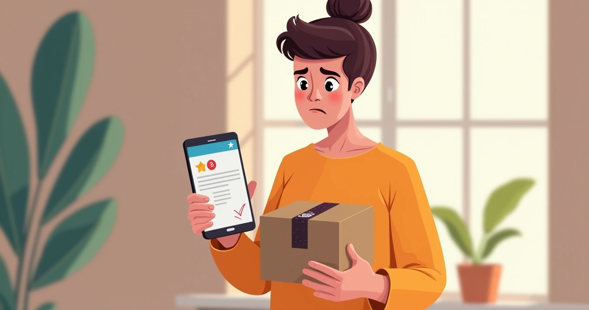 Cliente irritado com pacote de dropshipping na mão 