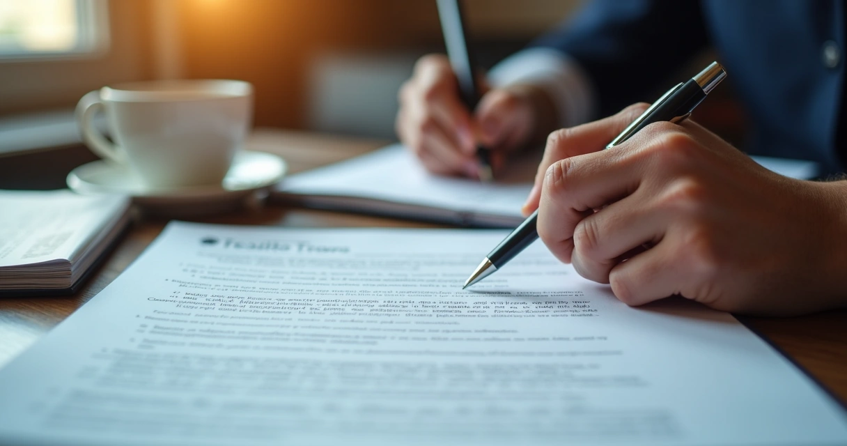 Pessoa analisando contrato de financiamento com atenção 