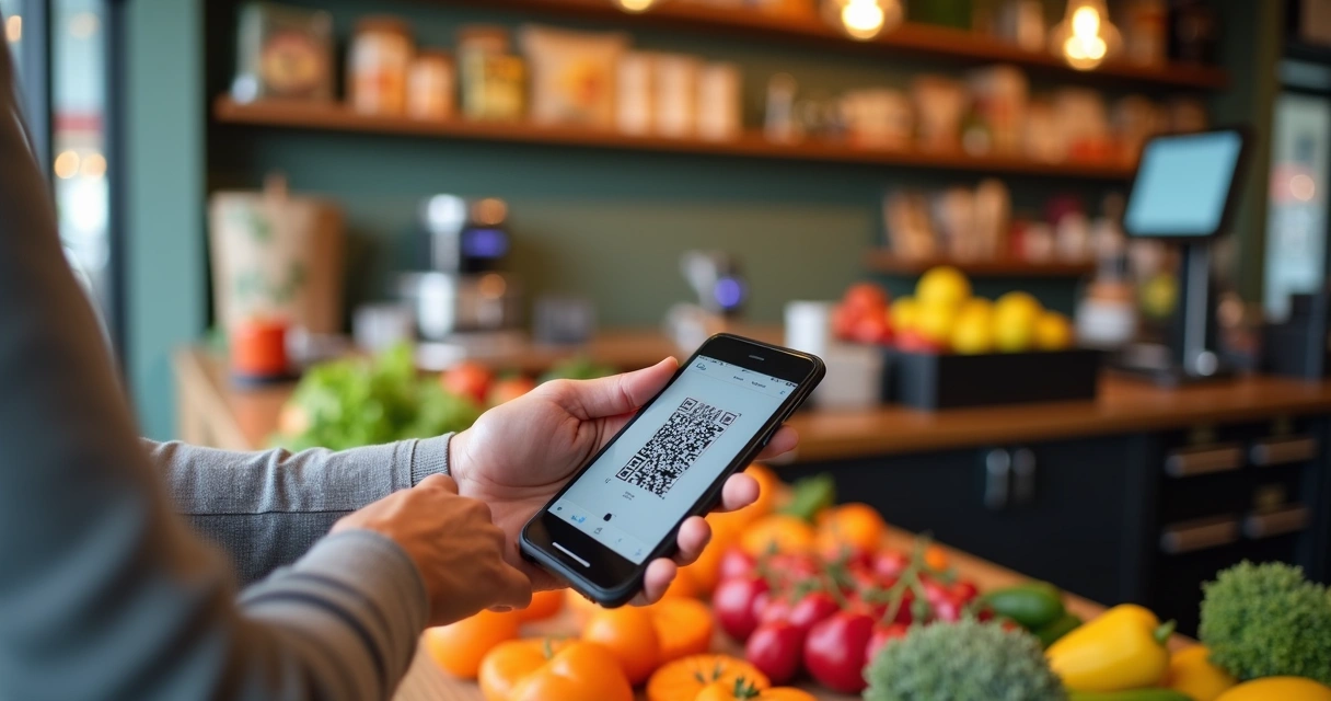 Cliente realizando pagamento com Pix usando celular 