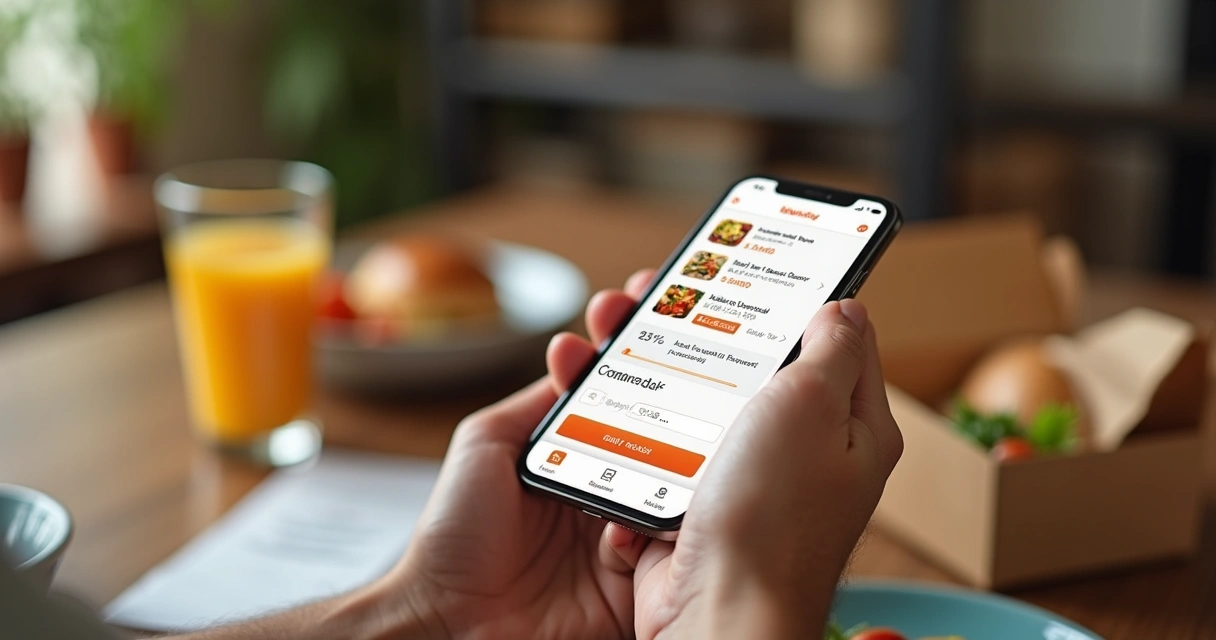 Cliente fazendo novo pedido de delivery no celular