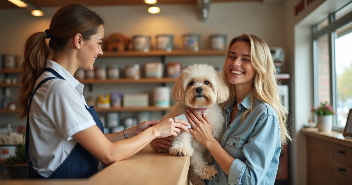 Cliente de pet shop recebendo atendimento cordial 