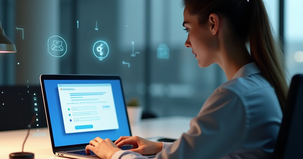 Cliente preenchendo formulário de feedback digital em computador