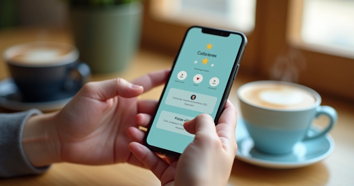 Cliente usando app enviando avaliação rápida 