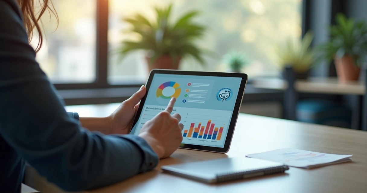 Cliente preenchendo pesquisa de satisfação no tablet