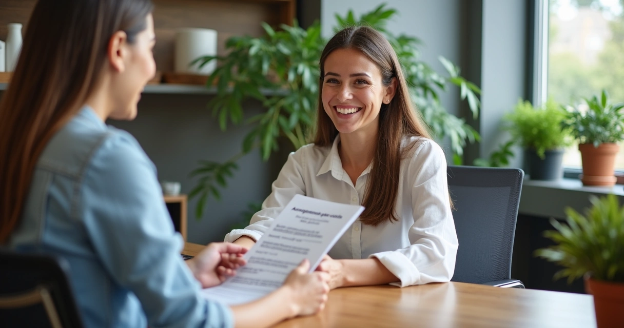 Cliente recebendo atendimento pós-venda com sorriso 