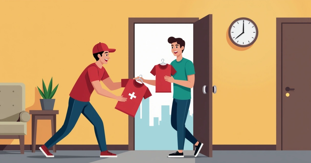 Cliente recebendo pedido de camiseta personalizada express 