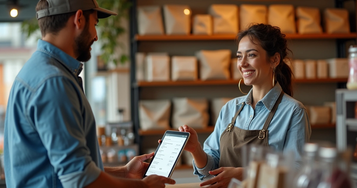 Cliente recebe desconto em caixa por volume de compras 