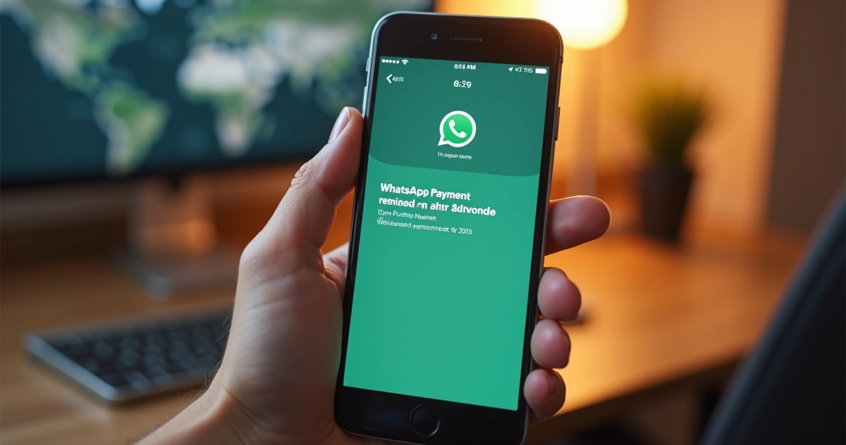 Celular mostrando lembrete de cobrança automática no WhatsApp 