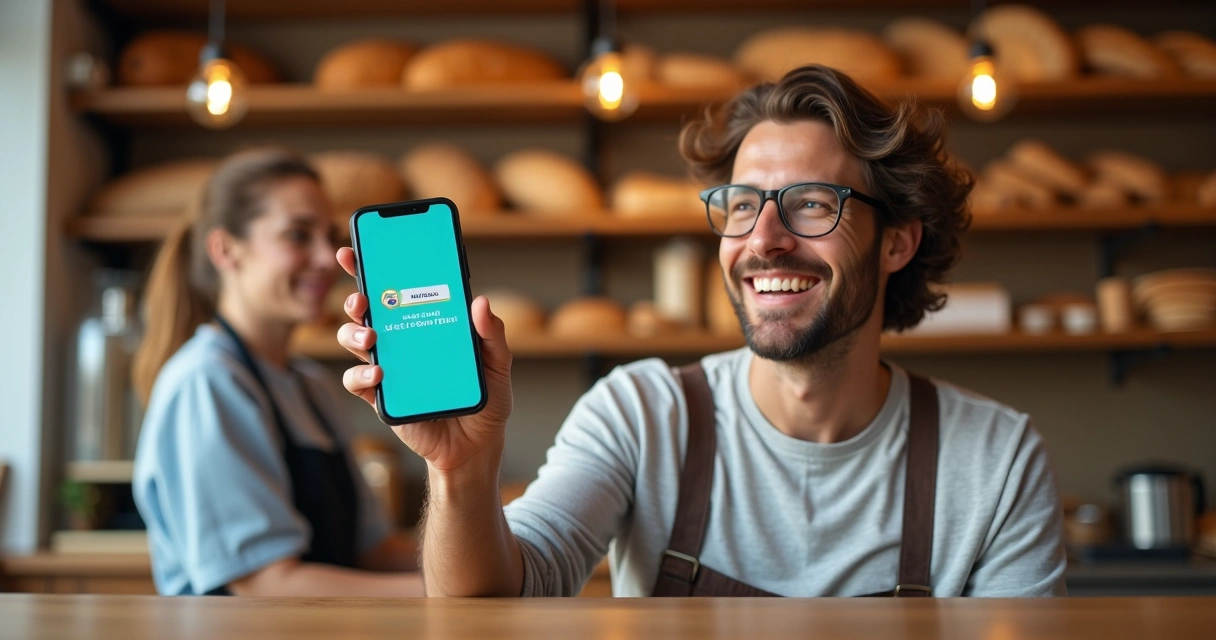 Cliente resgatando benefício em loja de alimentos 