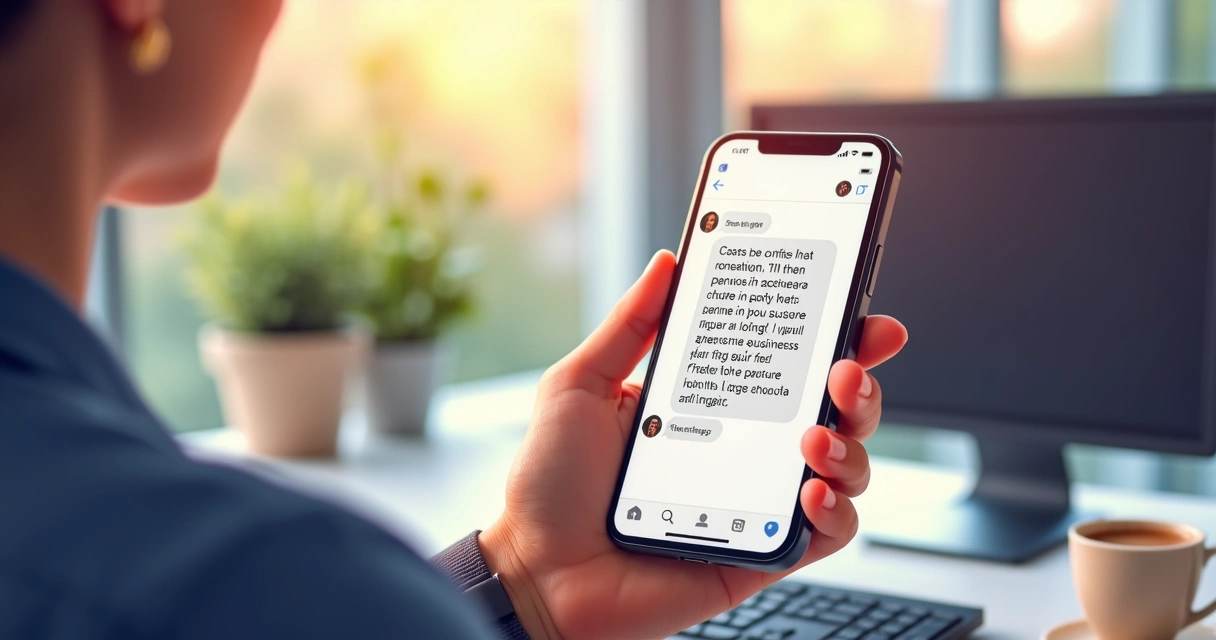 Cliente antigo lendo mensagem automatizada em um smartphone