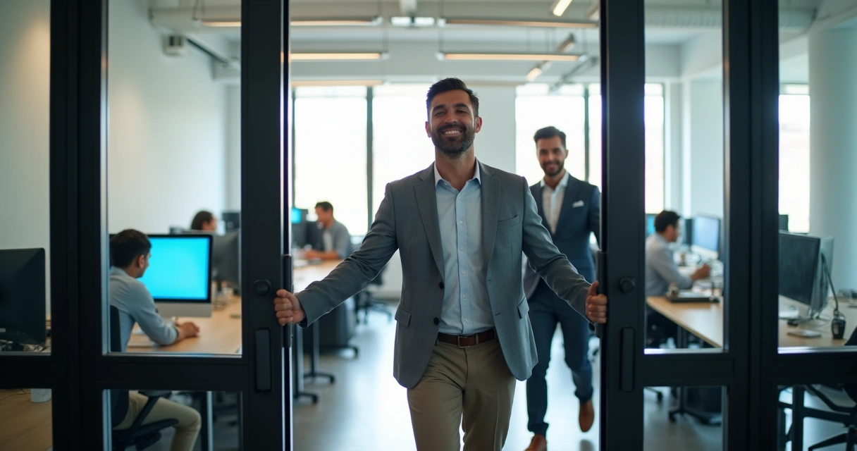 Cliente sorridente retornando a um serviço SaaS 