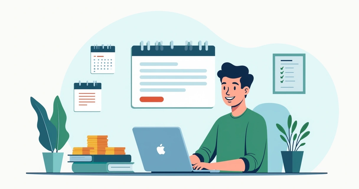 Cliente sorrindo usando notebook com tela de confirmação de assinatura ativa 