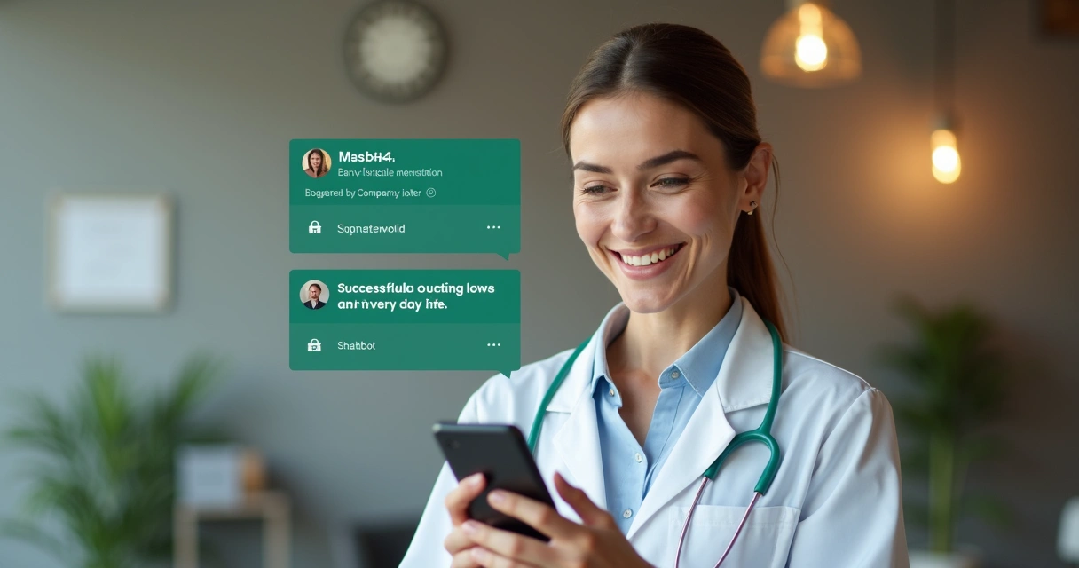 Pessoa satisfeita, segurando celular com conversa de WhatsApp aberta