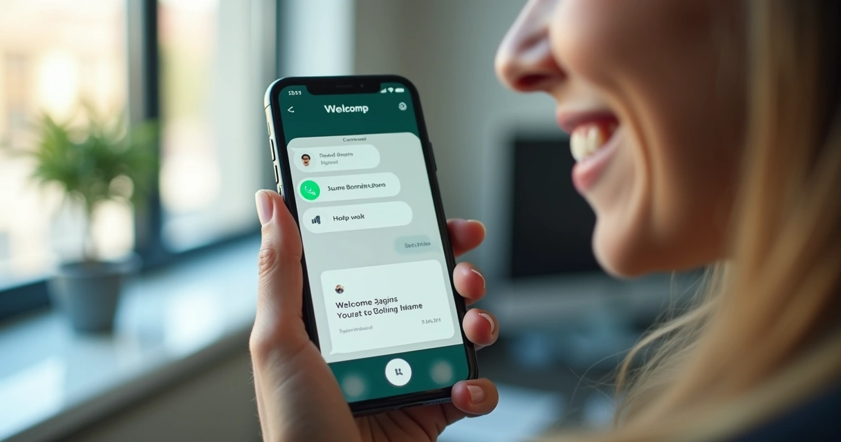 Cliente satisfeito recebendo mensagem personalizada no celular