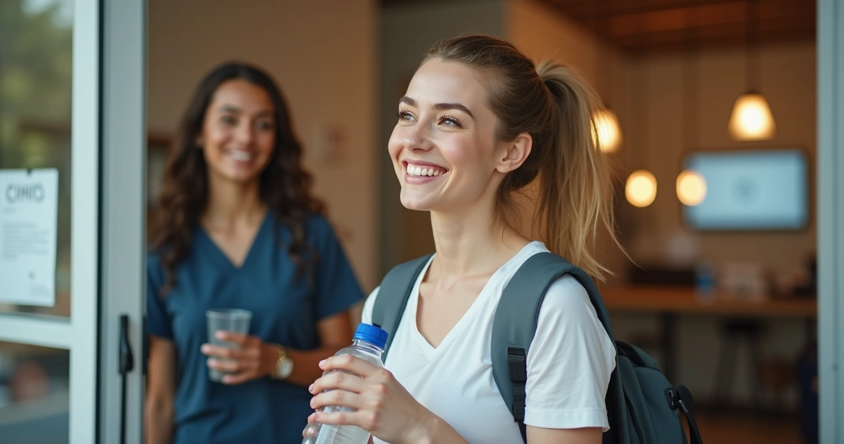 Cliente satisfeito em pequeno negócio local 