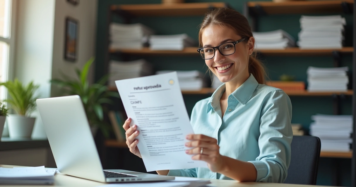 Usuário satisfeito segurando DANFE recebido imediatamente